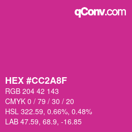 颜色代码: HEX #CC2A8F | qconv.com