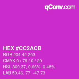 カラーコード: HEX #CC2ACB | qconv.com