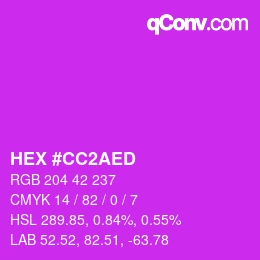 Color code: HEX #CC2AED | qconv.com