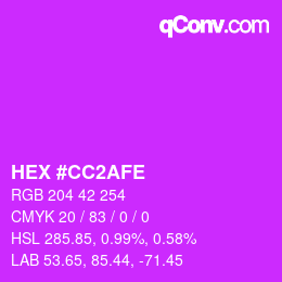 Color code: HEX #CC2AFE | qconv.com