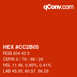 カラーコード: HEX #CC2B05 | qconv.com