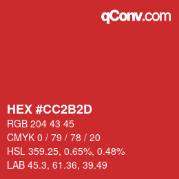 カラーコード: HEX #CC2B2D | qconv.com