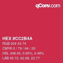 Color code: HEX #CC2B4A | qconv.com