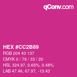 Color code: HEX #CC2B89 | qconv.com