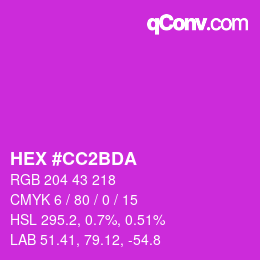 颜色代码: HEX #CC2BDA | qconv.com