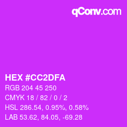 Color code: HEX #CC2DFA | qconv.com