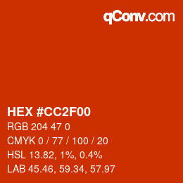 颜色代码: HEX #CC2F00 | qconv.com