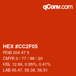Color code: HEX #CC2F05 | qconv.com