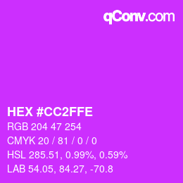 Color code: HEX #CC2FFE | qconv.com