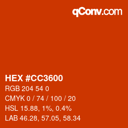 Color code: HEX #CC3600 | qconv.com