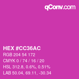 Color code: HEX #CC36AC | qconv.com