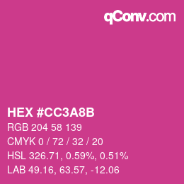 カラーコード: HEX #CC3A8B | qconv.com