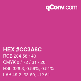 Color code: HEX #CC3A8C | qconv.com