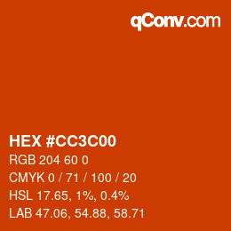 Color code: HEX #CC3C00 | qconv.com