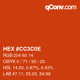 カラーコード: HEX #CC3C0E | qconv.com