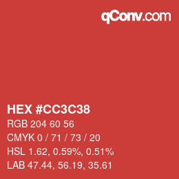Color code: HEX #CC3C38 | qconv.com