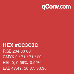 Color code: HEX #CC3C3C | qconv.com
