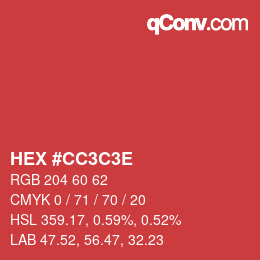 Code couleur: HEX #CC3C3E | qconv.com