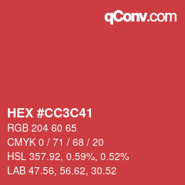 Color code: HEX #CC3C41 | qconv.com