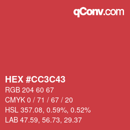 Color code: HEX #CC3C43 | qconv.com