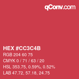 Color code: HEX #CC3C4B | qconv.com