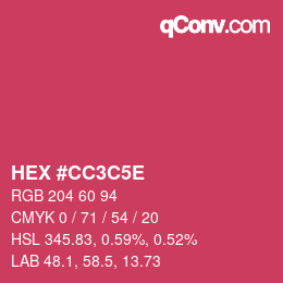 Farbcode: HEX #CC3C5E | qconv.com