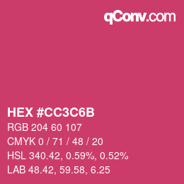 カラーコード: HEX #CC3C6B | qconv.com