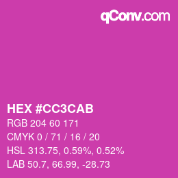Color code: HEX #CC3CAB | qconv.com