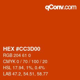 Color code: HEX #CC3D00 | qconv.com