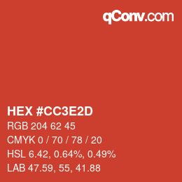 Farbcode: HEX #CC3E2D | qconv.com