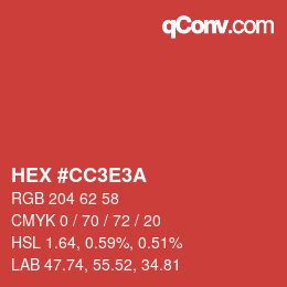 Color code: HEX #CC3E3A | qconv.com