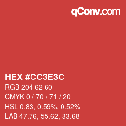 Color code: HEX #CC3E3C | qconv.com