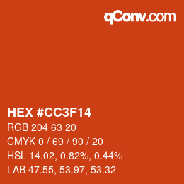 Color code: HEX #CC3F14 | qconv.com