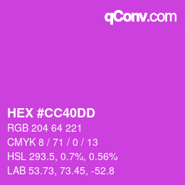 カラーコード: HEX #CC40DD | qconv.com