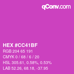 カラーコード: HEX #CC41BF | qconv.com