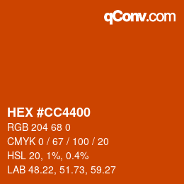 Color code: HEX #CC4400 | qconv.com