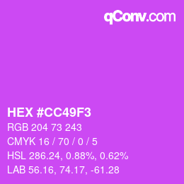 Color code: HEX #CC49F3 | qconv.com