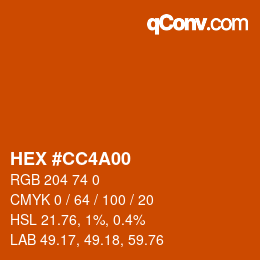 カラーコード: HEX #CC4A00 | qconv.com