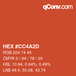 カラーコード: HEX #CC4A2D | qconv.com