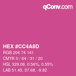 カラーコード: HEX #CC4A8D | qconv.com