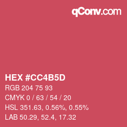 カラーコード: HEX #CC4B5D | qconv.com