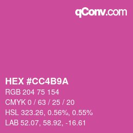Color code: HEX #CC4B9A | qconv.com