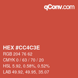 Color code: HEX #CC4C3E | qconv.com