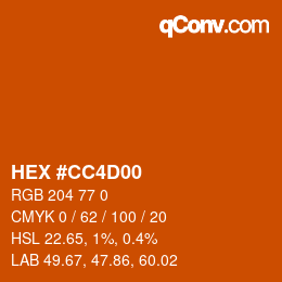 カラーコード: HEX #CC4D00 | qconv.com