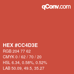 Color code: HEX #CC4D3E | qconv.com