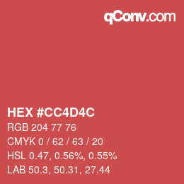 カラーコード: HEX #CC4D4C | qconv.com