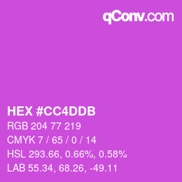 颜色代码: HEX #CC4DDB | qconv.com