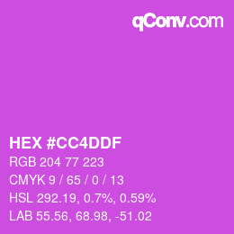 カラーコード: HEX #CC4DDF | qconv.com