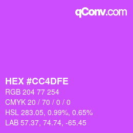 Color code: HEX #CC4DFE | qconv.com