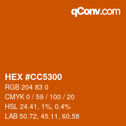 颜色代码: HEX #CC5300 | qconv.com